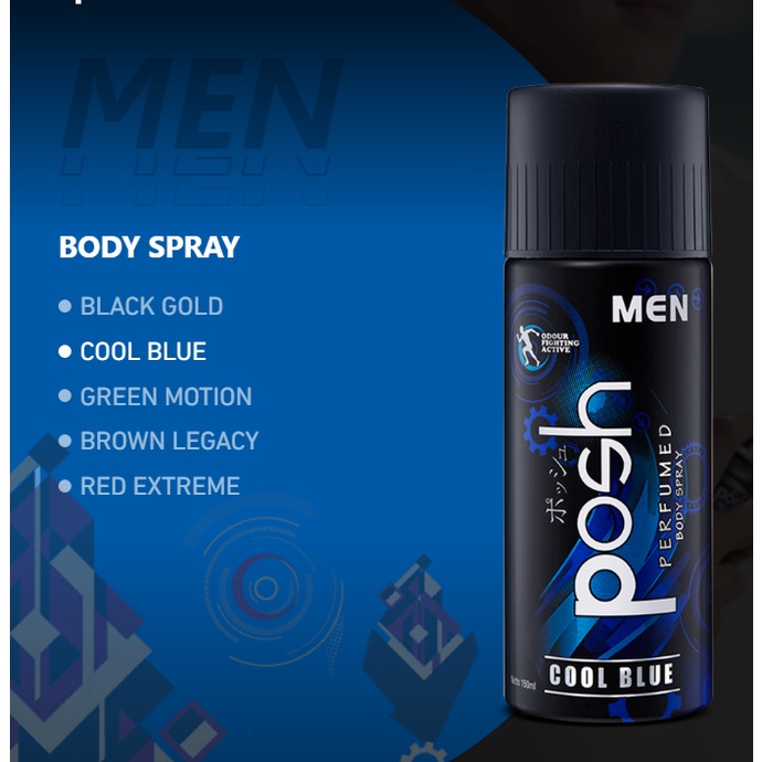 POSH MEN Body Spray Perfumed 150ml - Parfum Pria