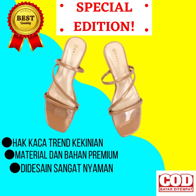 Sandal Hak Heels Kaca tahu tali mika Terbaru BG-806