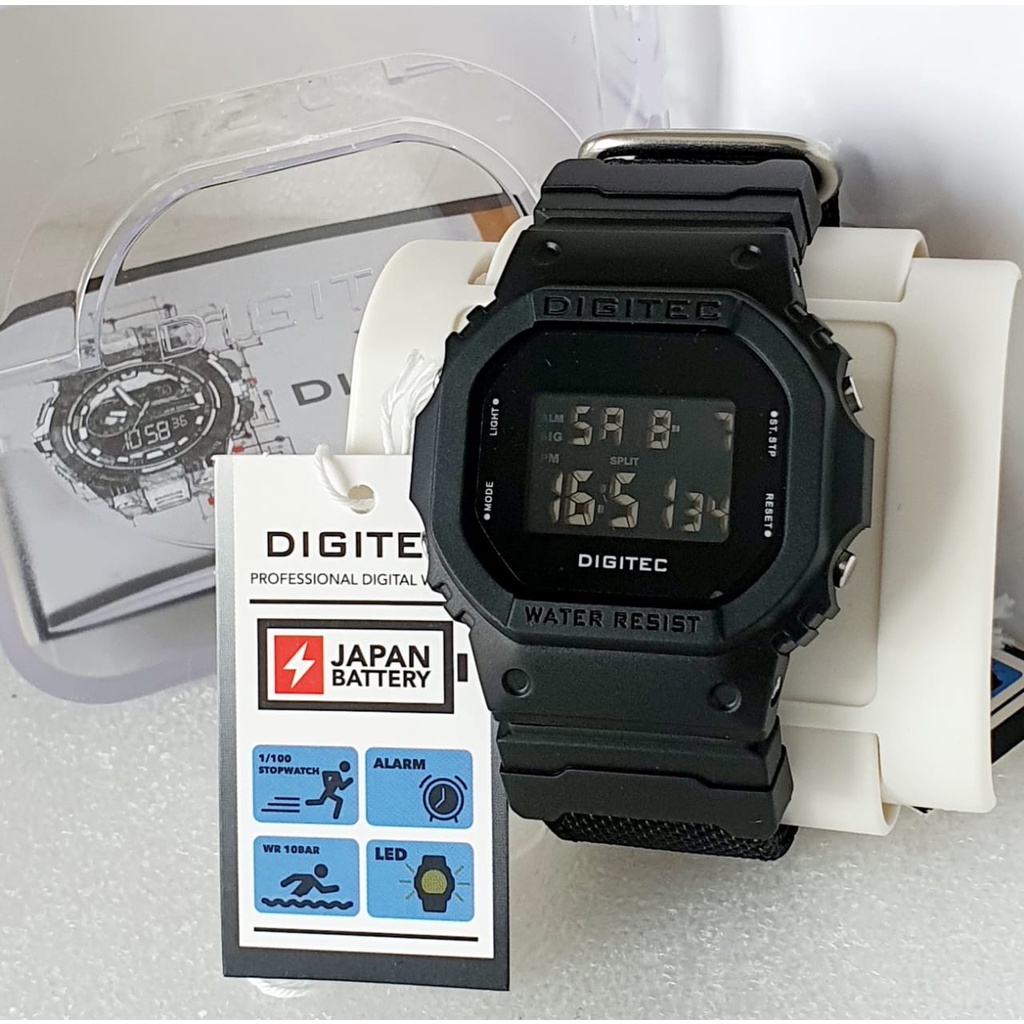 Jam Tangan Pria Digitec 6034 Digital Strap Kanvas Original Water Resistant
