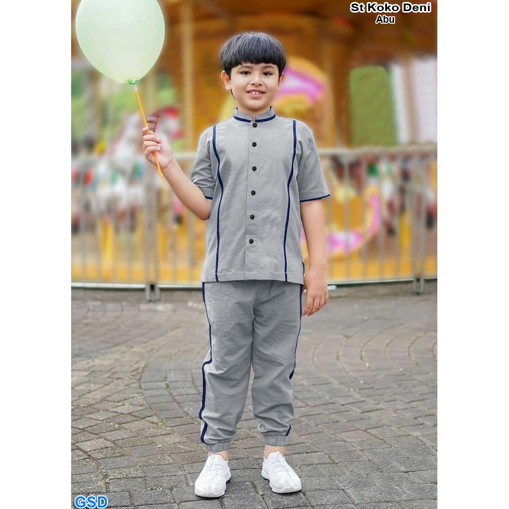 Set Koko Deni/Pakaian Muslim Anak Modern/ Baju Ngaji Anak Murah/Baju Muslim Anak 4-6 Tahun
