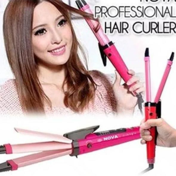 Alat Catok Rambut Lurus Dan Keriting / Catok Nova 2 In 1 Curly Straight NHC-2009 Mini