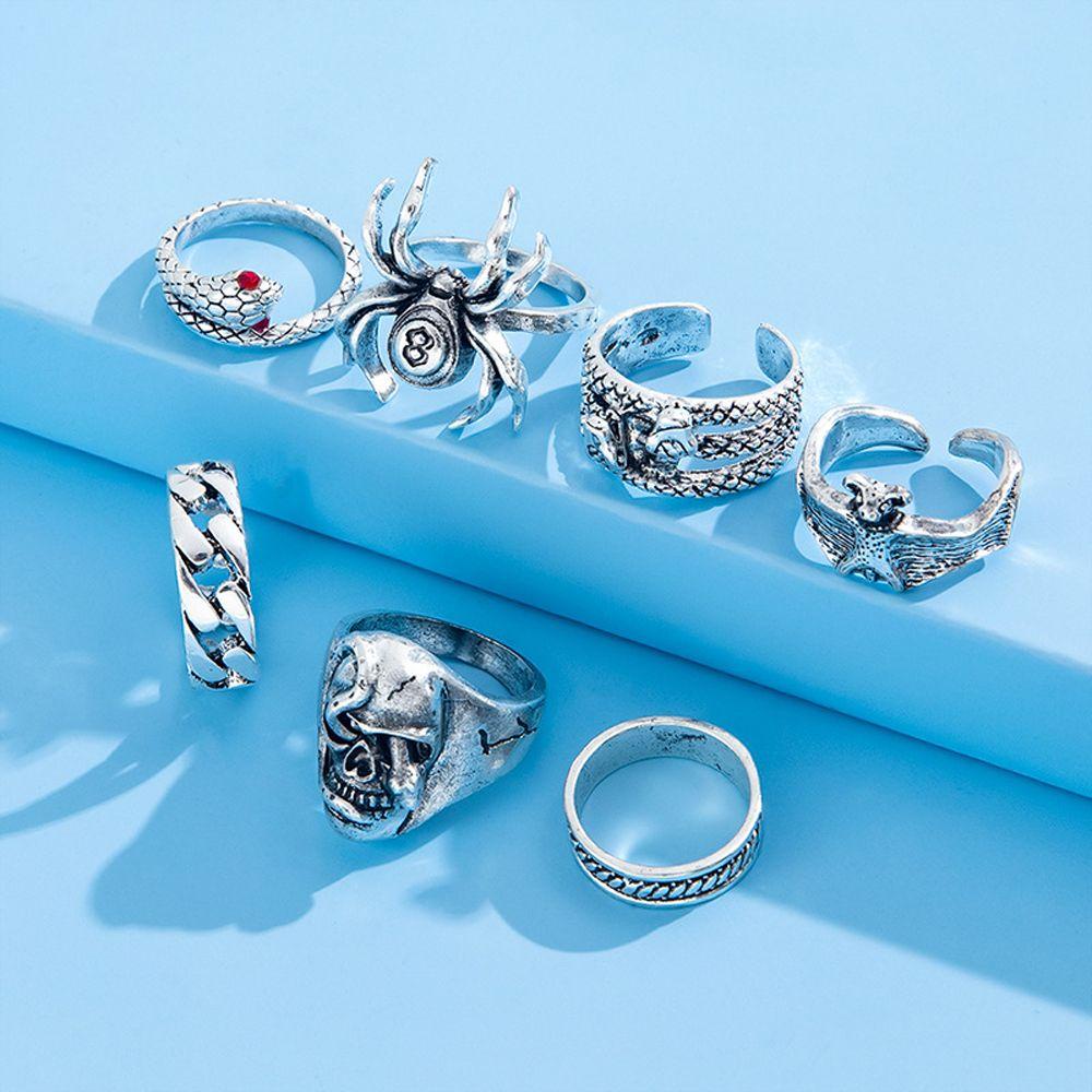Needway Butterfly Set Cincin Minoritas Unik Vintage Fashion Pasangan Kepribadian Paduan Hadiah Hari Valentine Gaya Korea Jari Cincin