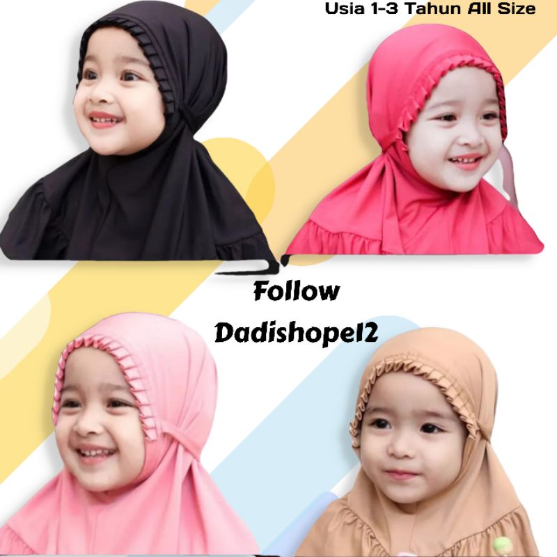 Jilbab Anak VILIA AMEYRA KCB bayi kerudung hijab anak bayi balita instan jersey usia 1-3 tahun all s