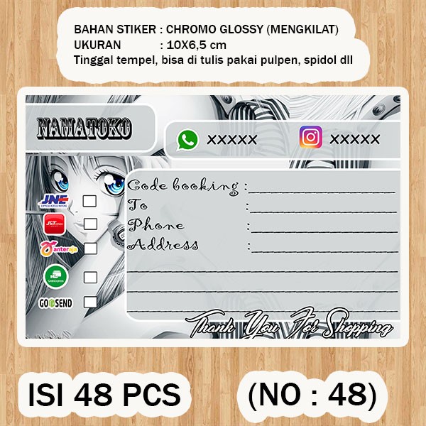 

( STIKER PENGIRIMAN ) Shipping label ( /pack isi 48pcs no.48 )