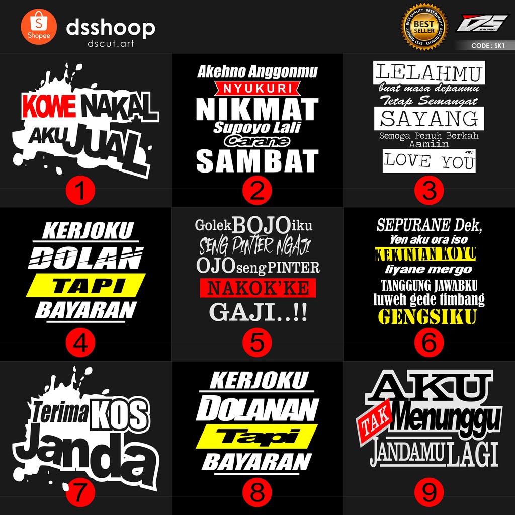 stiker skotlet kaca pintu mobil TRUCK/PICK UP/L300 STIKER CUTTING KATA KATA part 2