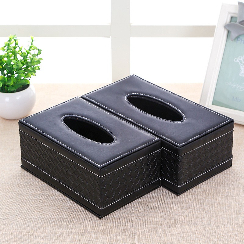 Kotak Tisu Premium Kulit Tissue Box - ZJ006 - Black