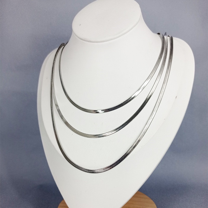 Kalung gepeng tiga layer titanium anti karat korean style model terbaru