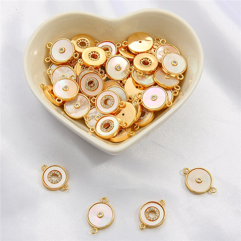 18K Gold Plated  Bohemia Charm Pendants Round Hollow DIY Connectors Dangle Earring Necklace Making Wholesale