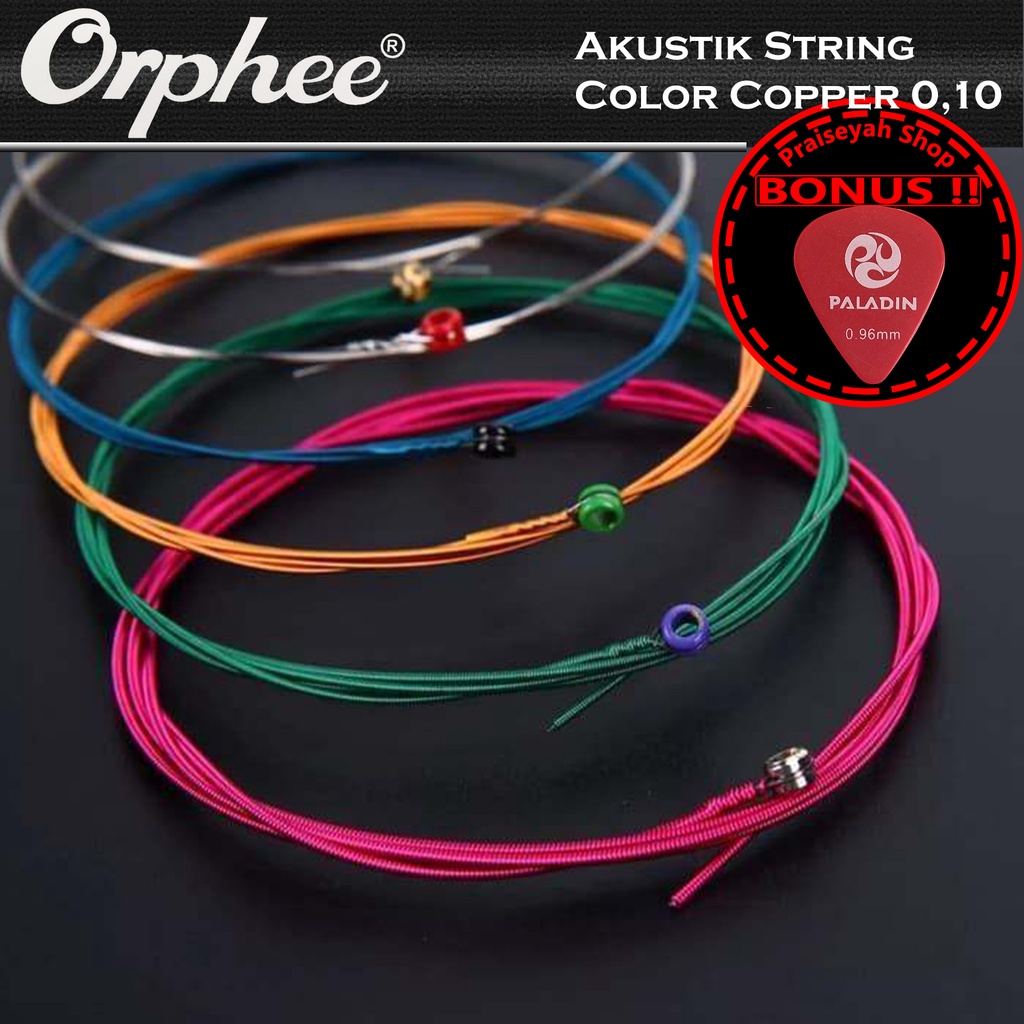 Senar Gitar Warna Akustik String 010 Orphee TX 620 C Color Copper TX620C