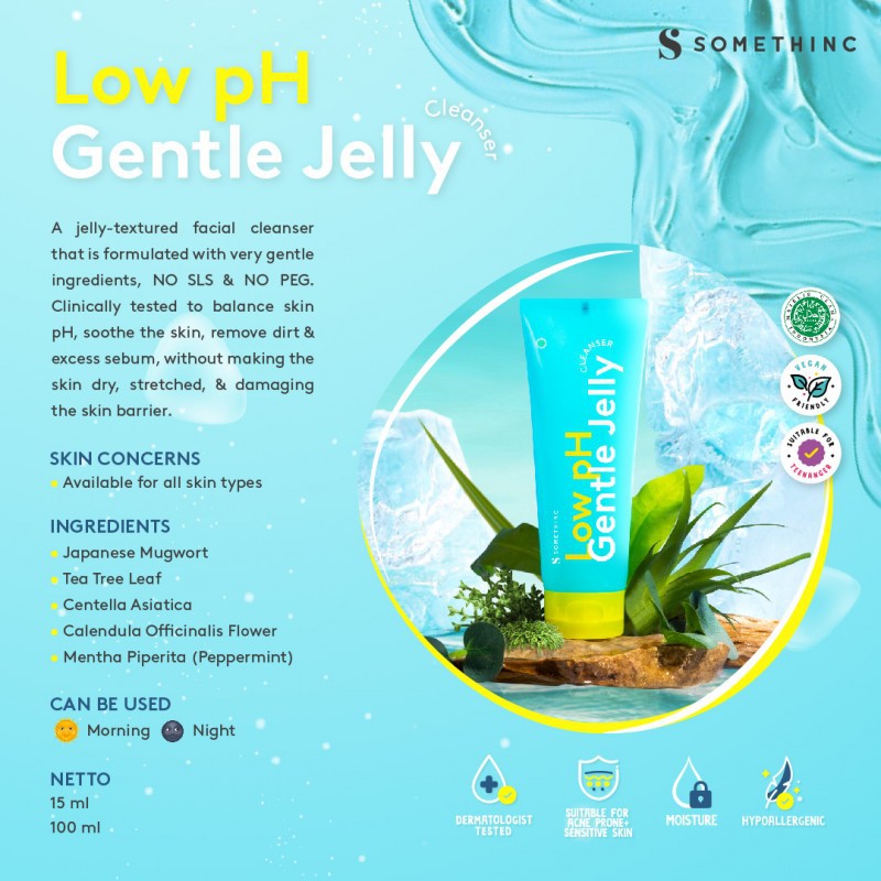 SOMETHINC Low pH Gentle Jelly Cleanser Facial Wash - Sabun Cuci Muka Pembersih Pencerah Acne Wajah