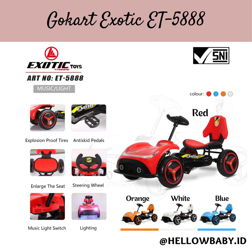 Gokart Gowes Mobil Anak Pedal Sepeda Exotic ET-5888 Bagus dan Murah