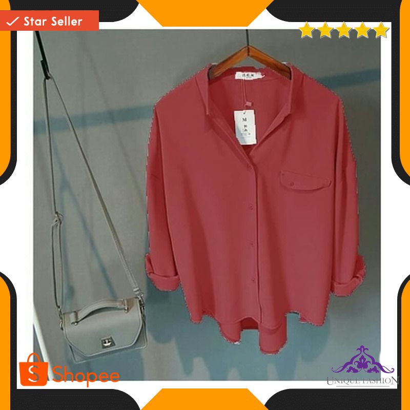 Emma Mrh Bata Ro Blouse Wanita Twiscone Merah Bata