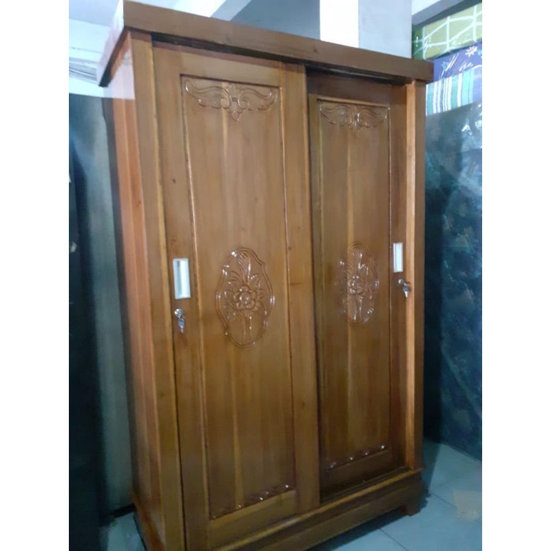 Lemari Sleding 2pintu jati jepara elegan ukrn L120xD55xT200