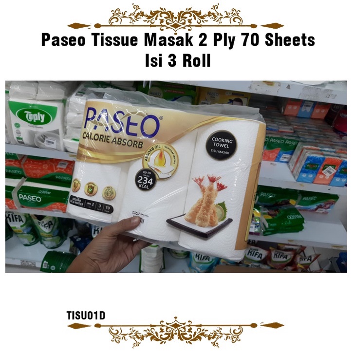 Tisu Masak/Tisu Dapur Paseo 2 Ply 70 Sheets/Roll Isi 3 Rolls