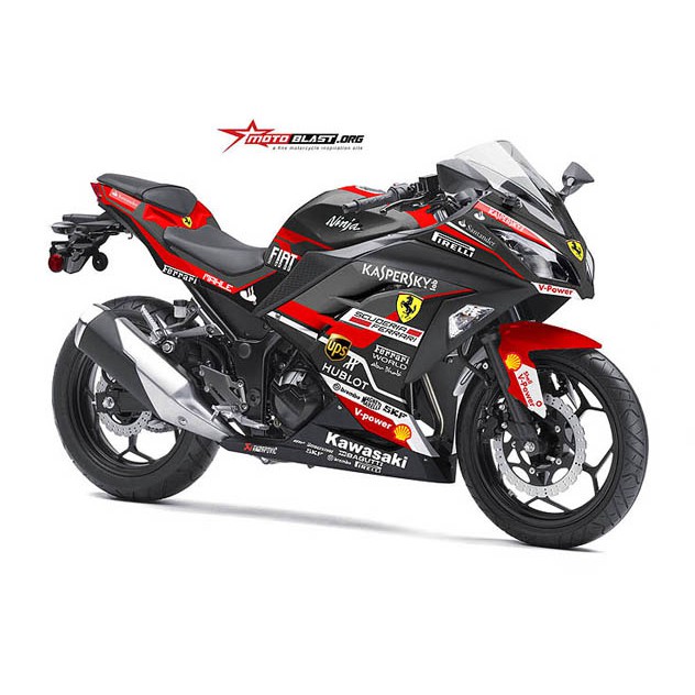 Decal Stiker NINJA 250R Fi Black Ferrar FULL BODY MOTOBLAST