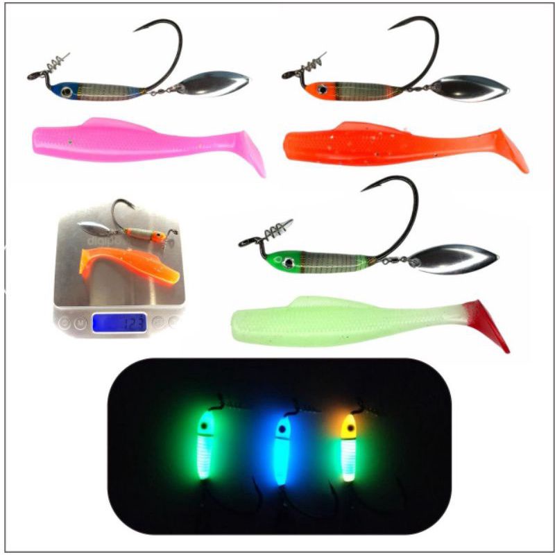 Umpan Wormhook Zman Blade Menyala Wormhook 4/0 Softlure 8 cm