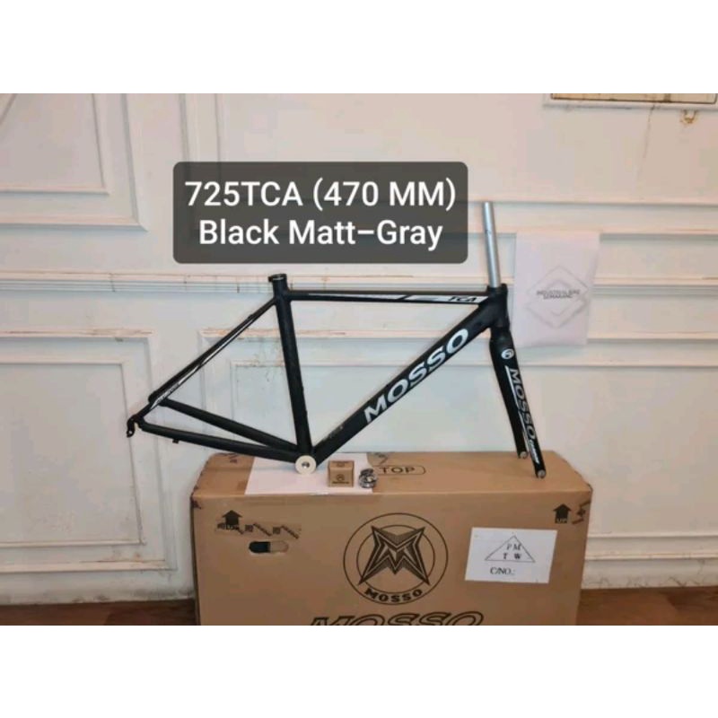 Frame Roadbike Mosso 725TCA Size 470mm Warna Hitam Gray . Rangka Sepeda Balap Road Bike 725 TCA Size Ukuran 47cm 470 mm