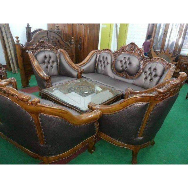 Kursi Sofa Ukir Kayu Jati Model Ganesa untuk Ruang Tamu