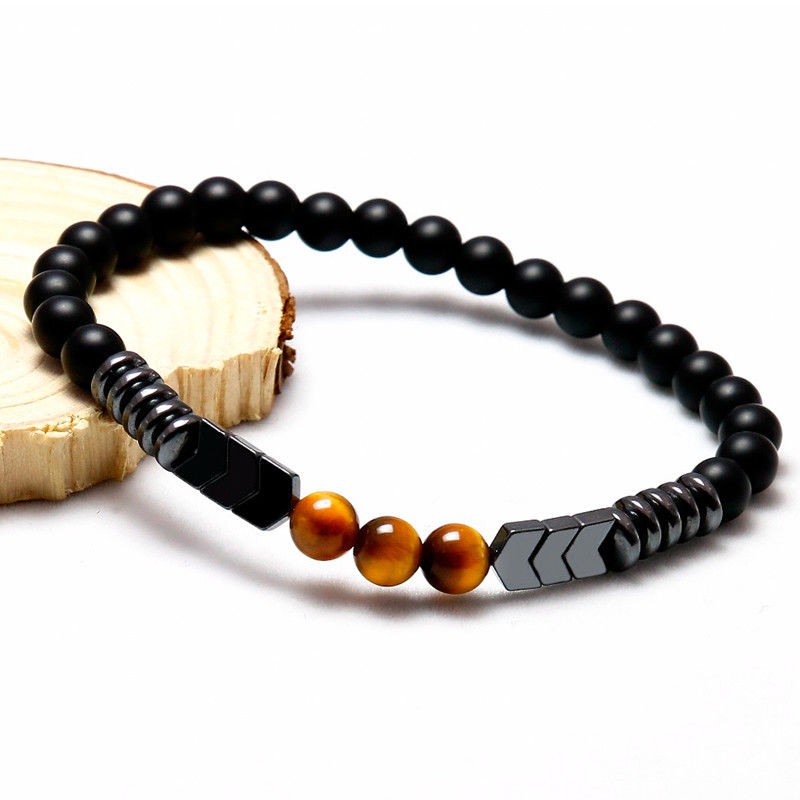 Gelang Natural Matte Onyx Tiger Eye Stone  Chakra Energy Healing