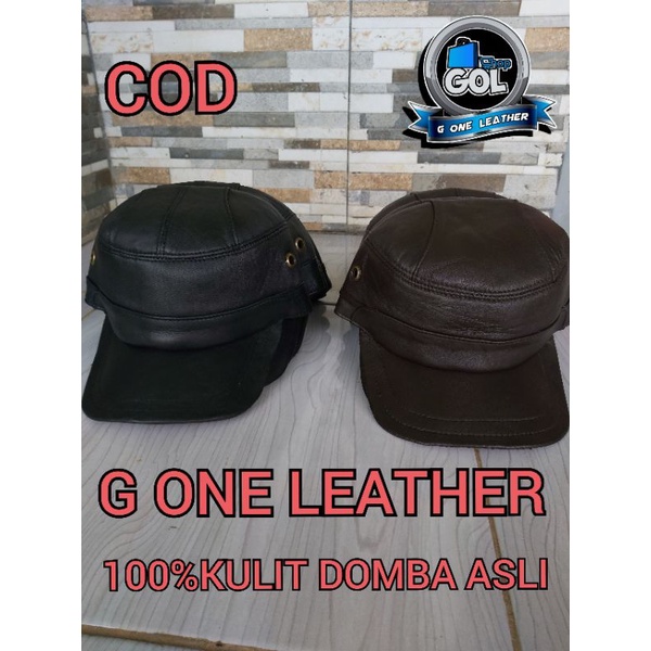 TOPI KOMANDO KULIT ASLI/TOPI PRIA KULIT/TOPI KULIT GARUT