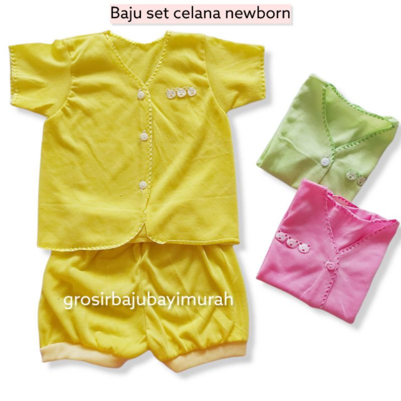 baju bayi setelan BERUANG POLOS 0-3 bulan