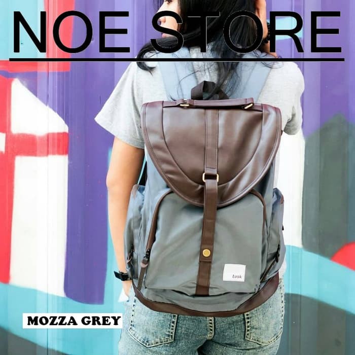 Tas backpack Ransel Sekolah kuliah kerja wanita Tuskbag Mozza grey [SALE]off40%
