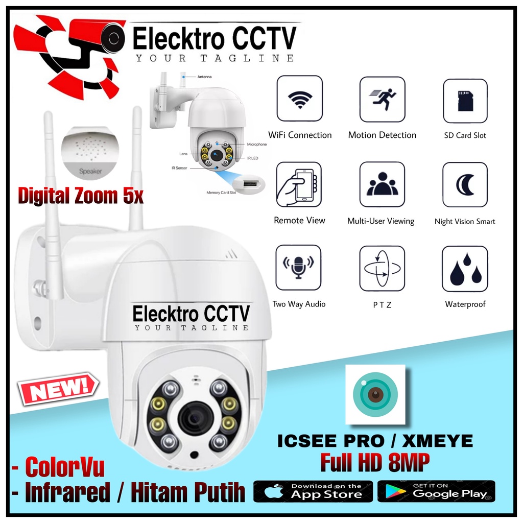 IP Camera CCTV Outdoor 1080P 8MP Onvif Full HD ICSEE PTZ InfraRed Kamera Wifi Wireles