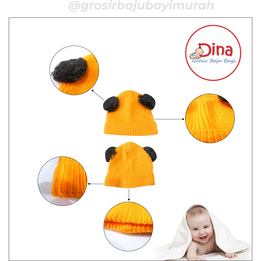 topi bayi POMPOM perlengkapan bayi baru lahir