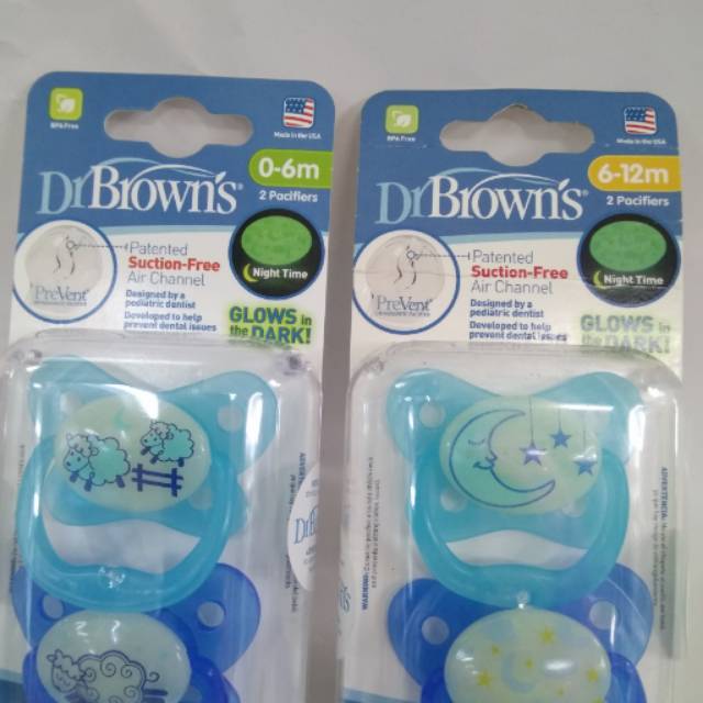 DR BROWNS Pacifier Glows In The Dark 0-6  6-12 m 2pcs Dr Brown dr brown’s