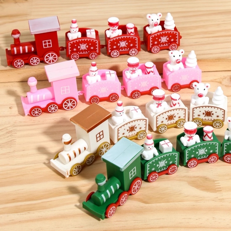 Ornamen Kereta Mini Bahan Plastik Untuk Dekorasi Kue Natal