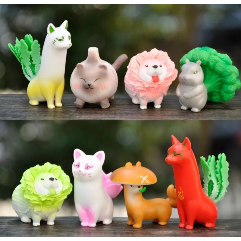 Action Figure Vegetables Fairy Funny Vegetables Fox Dog Animal Set 8 Pcs