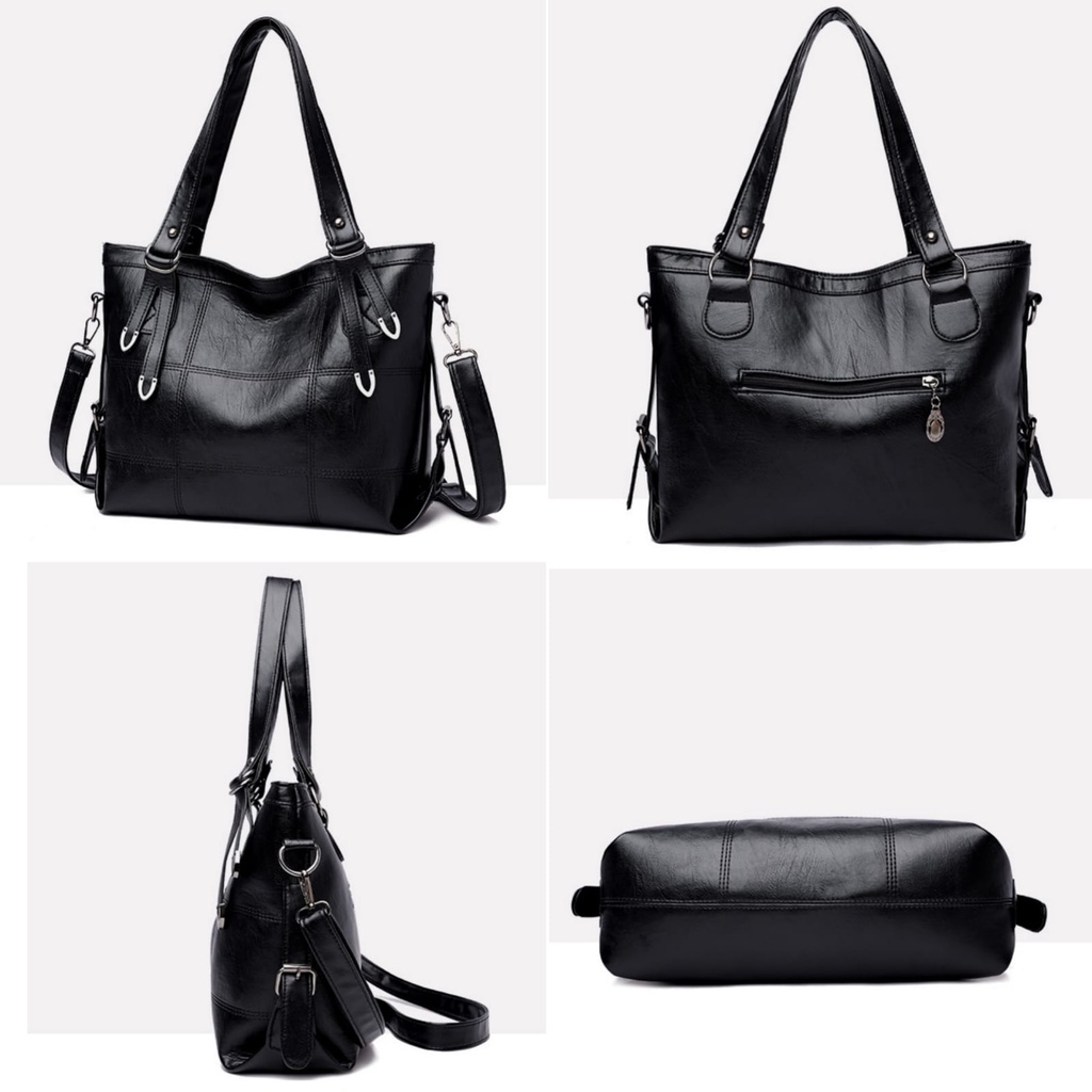 TAS SELEMPANG WANITA IMPORT TOTEBAG PREMIUM KULIT HITAM SARNIA TA507B5 SHOULDER KULIAH KERJA SLINGBAG BESAR KOREA BATAM MURAH FASHION BRANDED CEWEK