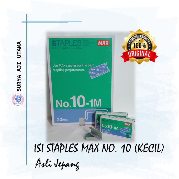 

Isi Staples Max No. 10 -1M Harga 1 Box Isi 20 Pack Kecil