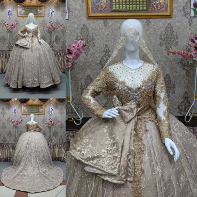 GAUN PENGANTIN MEWAH | GAUN PENGANTIN MUSLIM | BAJU PENGANTIN | BUSANA PENGANTIN | KEBAYA AKAD