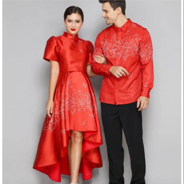 couple cheongsam kembar keluarga baju imlek chinesse new year cny couple sangjit motif tradisional