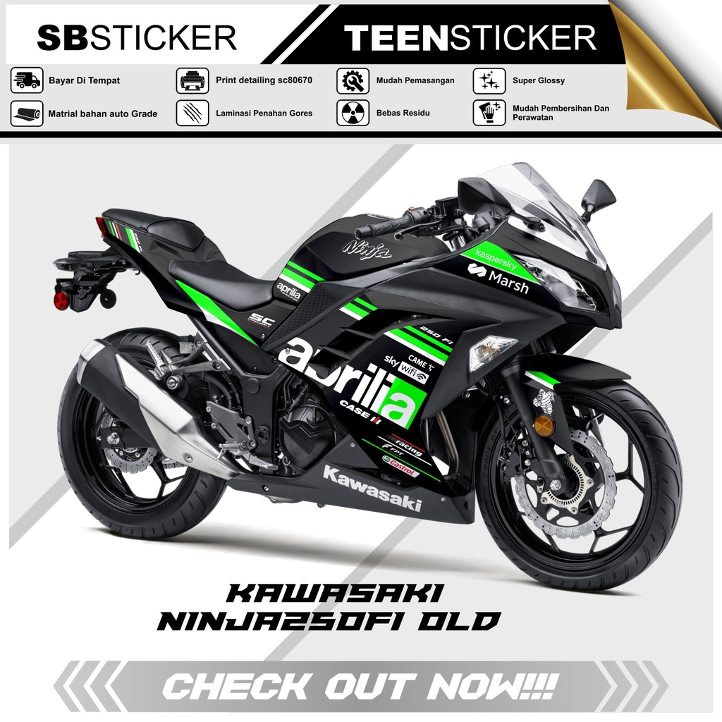 Striping NINJA 250FI- Striping Hologram Chrome Vynil UV Transparant Kawasaki NINJA 250FI 2013-2017 A