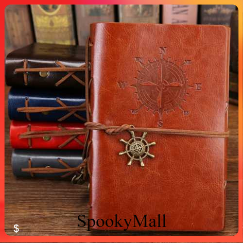 

PHANTACI Buku Catatan Binder Kulit Retro Compass Kertas A5 - ZB045