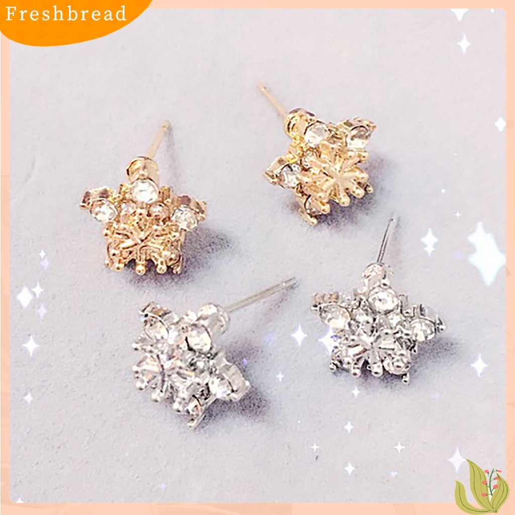 Terlaris Ear Studs Five-petal Flower Twinkling Alloy Earring Jewelry Accessory for Dating