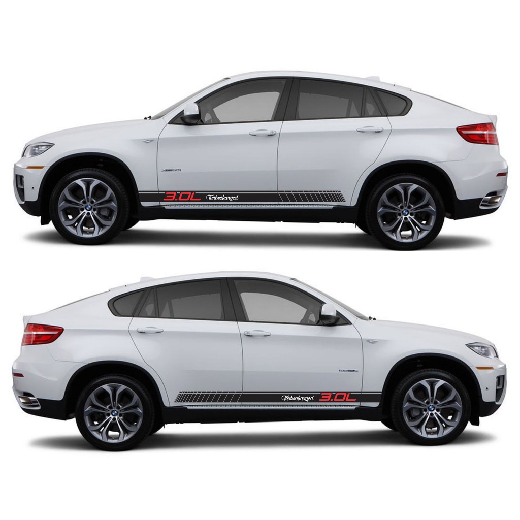 Striping Mobil BMW Keren 319 Cutting Sticker Mobil Bodi Samping BMW X6 E71 Euro Twin Turbo