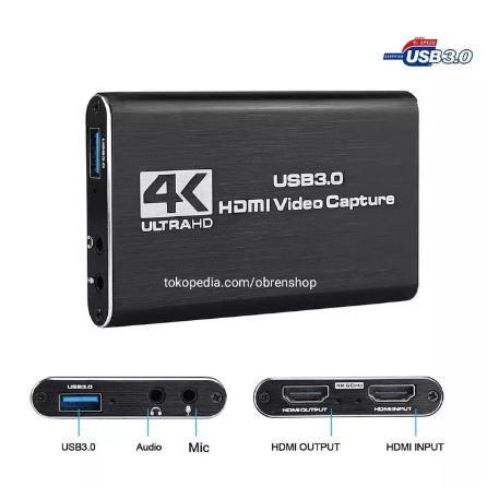 USB 3.0 HDMI Vidio Capture 4K 60FPS With Port Mic HU30