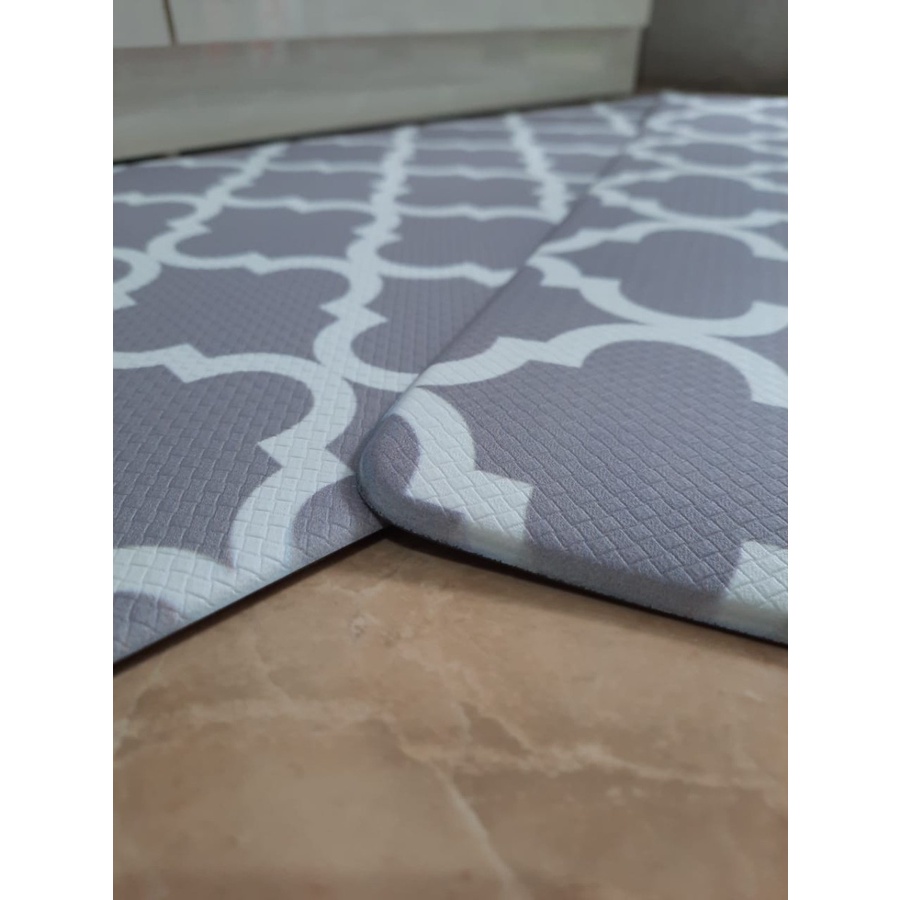 Exclusive Kitchen Mat 2 in 1 Keset Dapur Anti Slip Minimalist Grey-5