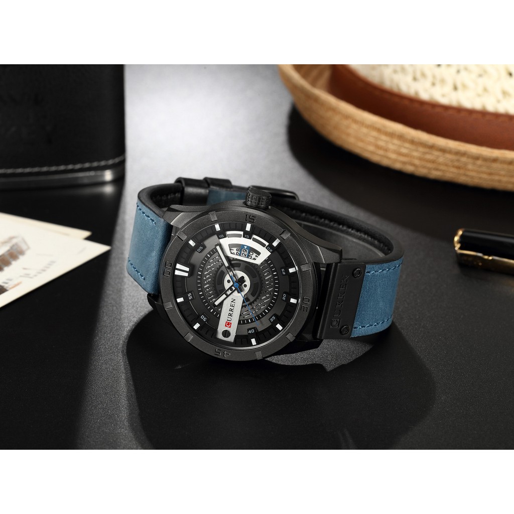 CURREN 8301 Jam Tangan Pria Analog Tali Kulit Chronograph Aktif WATCHKITE WKOS