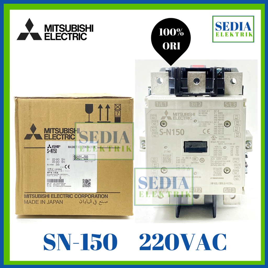 Contactor Mitsubishi S-N150 / 220VAC SN150 SN-150 SN 150