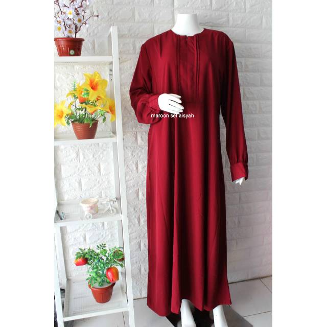 Gamis Syari Wolfis Polos Premium Set Cadar Wolvis Grade A Navy Model A line