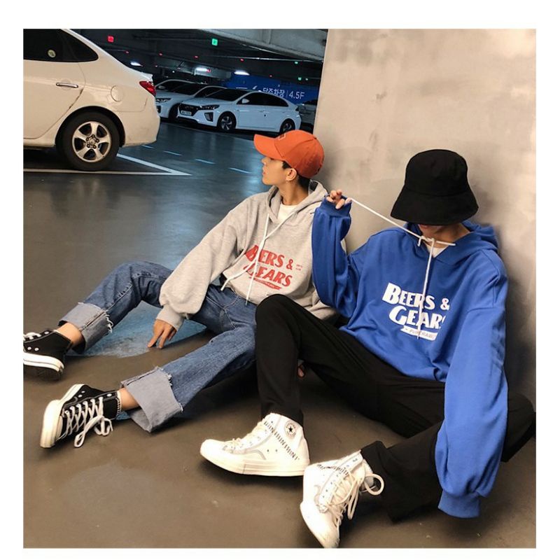 (S - XXXXL 5XL 6XL) Hoodie Korean Style BEERS &amp; GEARS Harajuku Bigsize Unisex Jaket Sweater Jumbo Streetwear Fashion Urban Oversize