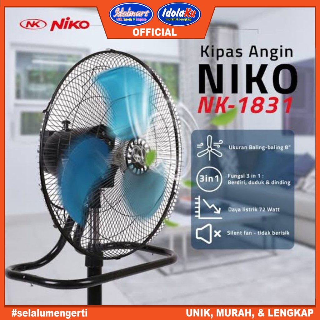 IDOLMART Kipas Angin 3 in 1 Besi 18 Inch Garansi motor 1 Tahun 18 Inch Kipas Multifungsi Advance / Hyperlite / Niko