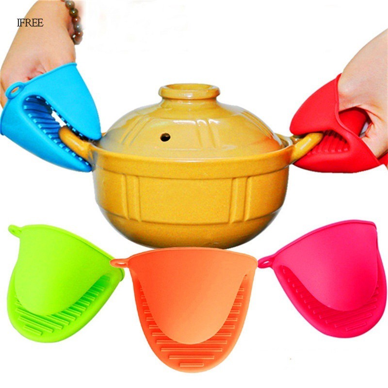 [KPP01] Silicone Over Mit Klip Sarung Tangan Panci Sarung Tangan Silikon Anti Panas Cempal - Random