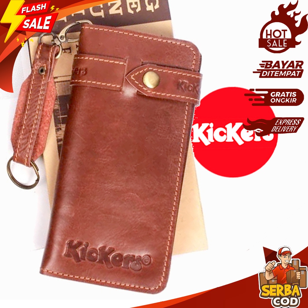 Dompet Bikers Kulit Asli Panjang - Dompet Kulit Cokelat Panjang - Dompet Biker 100% Kulit Asli - Dom