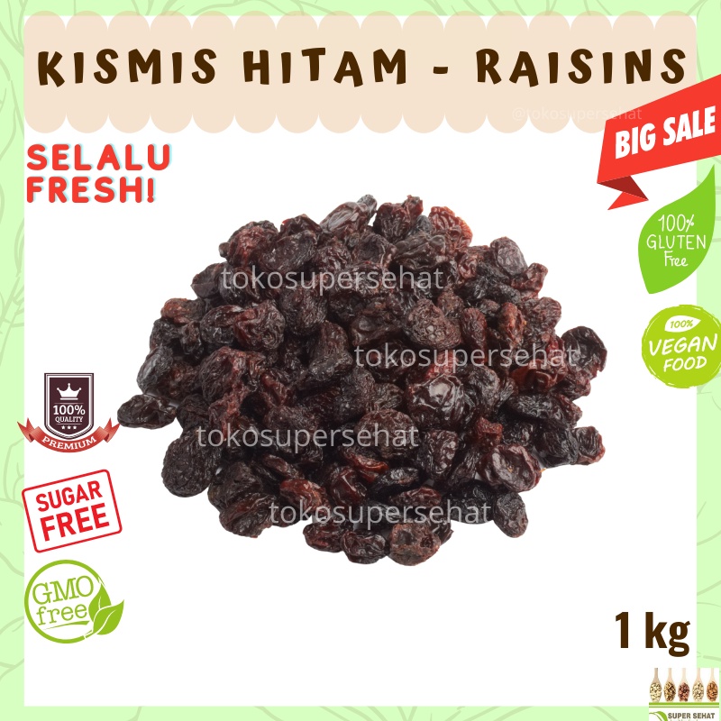 

Kismis Hitam 1kg - Dark Raisin 1kg - Black Raisins 1kg Tanpa Gula Premium