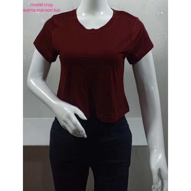 Kaos atasan wanita crop O neck t-shirt crop GROSIR MURAH